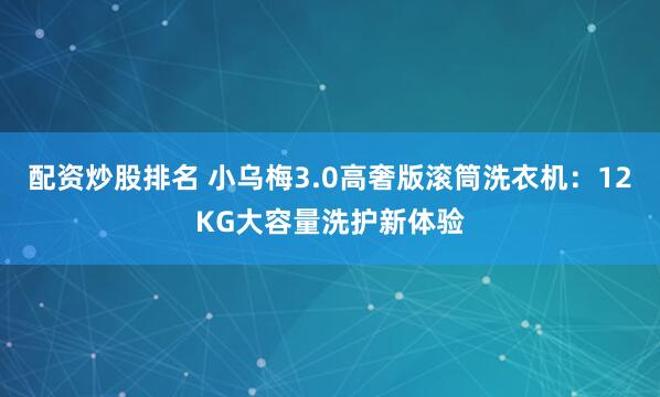配资炒股排名 小乌梅3.0高奢版滚筒洗衣机：12KG大容量洗护新体验